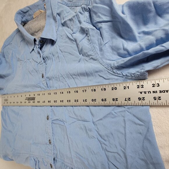 Soft Surroundings Womens Blue Long Sleeve Button-Down Tunic Top XL Tencel Casual - Picture 6 of 7